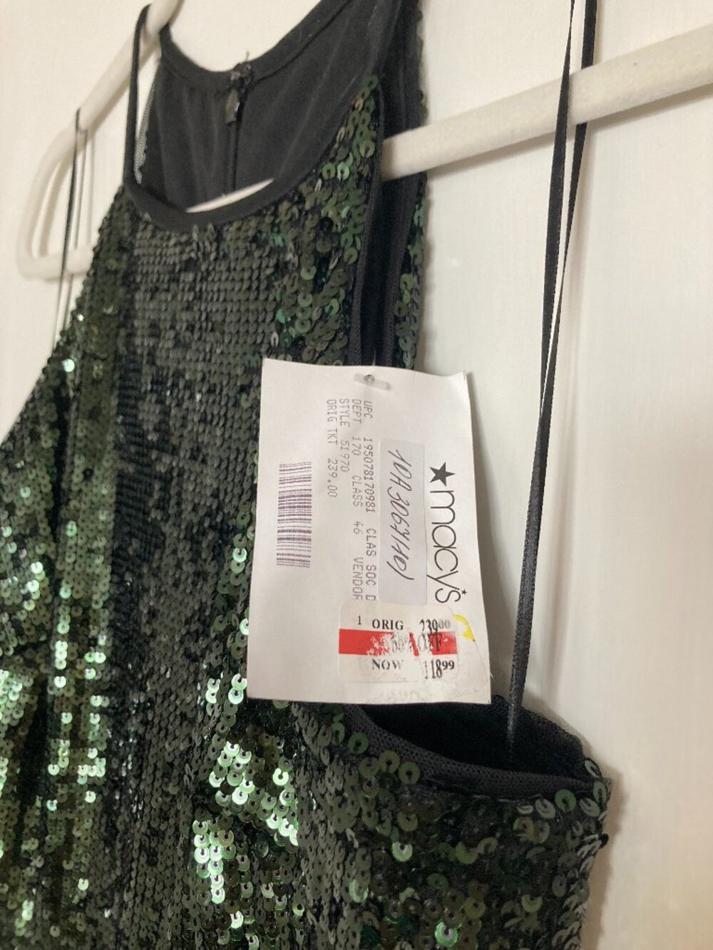 Alex Evenings Emerald Green sequined halter long evening dress size 10 - Picture 3 of 6